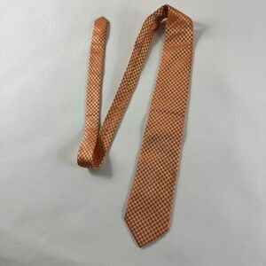 The Big Knot by Steven Land Orange Houndstooth Silk Tie Metallic Gold Accent